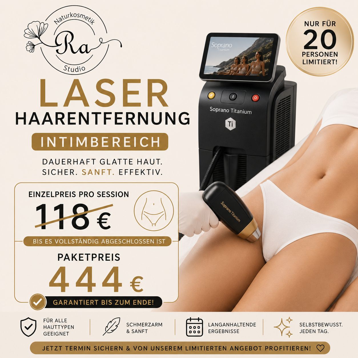 Laser Haarentfernung Intimbereich – Damen – Bis zum Ende Paket